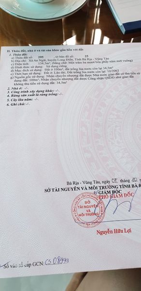 Chủ gửi bán lô mặt tiền Phan Đang Lưu, xã An Ngãi, huyện Long Điền.
