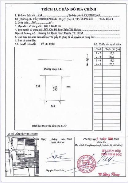 Cần bán lô đất Trung tâm Thị trấn, phường Phú Mỹ, thị xã Phú Mỹ