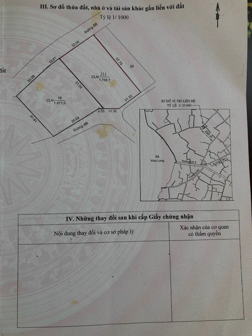Cần bán 1759 m² đất 2 mặt tiền đường nhựa xã Long Phước, Thành Phố Bà Rịa.