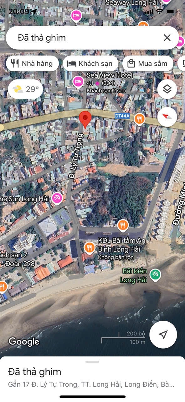 Bán 303 m2 đất mặt tiền đường Lý Tự Trọng, thị trấn Long Hải, huyện Long Điền