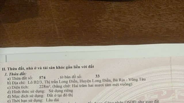 Bán lô đất biệt thự mặt tiền đường nhựa khu dân cư Thuận Huệ, thị trấn Long Điền.