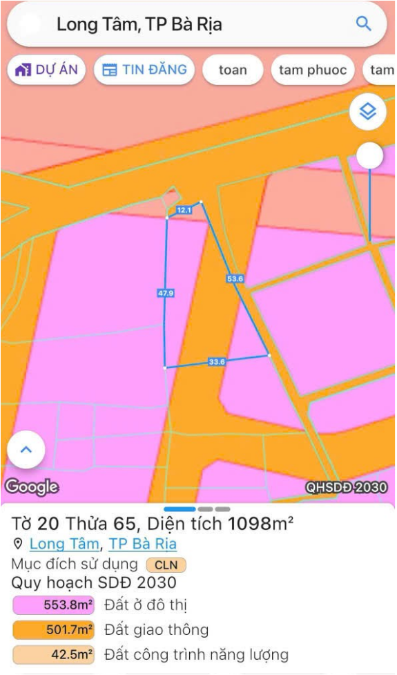 Cần bán 1994 m2 đất mặt tiền đường nhựa phường Long Tâm, TP Bà Rịa.