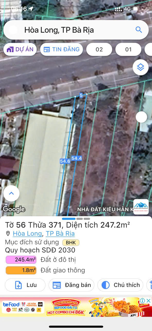Cần bán nhanh lô đất mặt tiền đường Võ Văn Kiệt, xã Hòa Long, TP Bà Rịa.