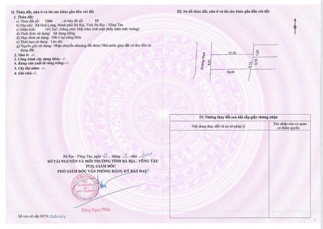 Cần bán nhanh đất KDC Lan Anh 1 mở rộng, xã Hòa Long - TP Bà Rịa