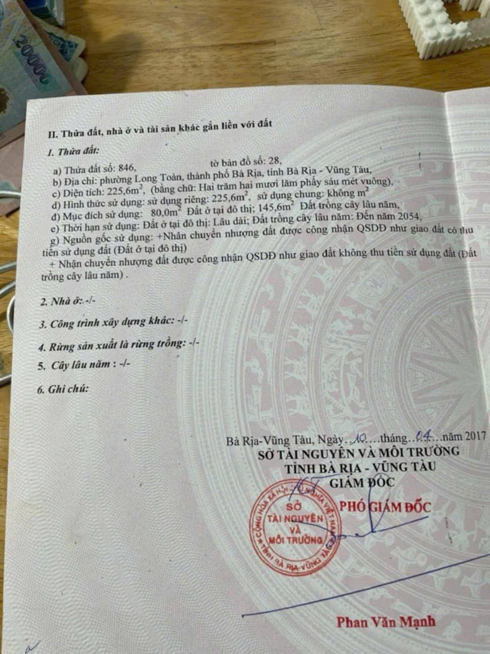 CẦN BÁN LÔ ĐẤT MẶT TIỀN ĐƯỜNG ĐIỆN BIÊN PHỦ – PHƯỜNG. BÀ RỊA - TP. HCM