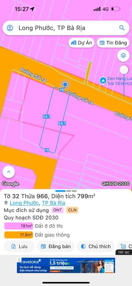 BÁN ĐẤT MẶT TIỀN ĐƯỜNG SỐ 14 – LONG PHƯỚC (P. Tam Long, TP.HCM)