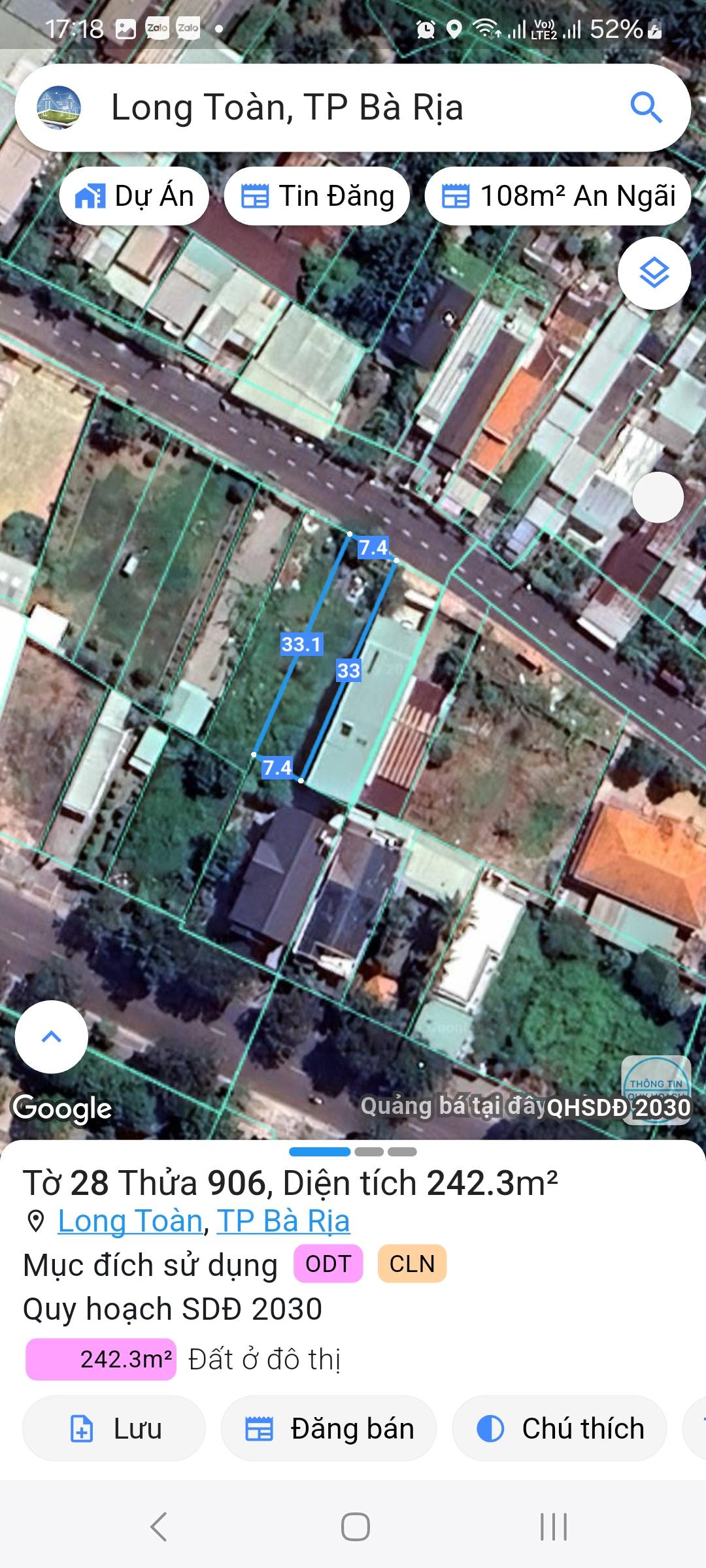 BÁN LÔ ĐẤT MẶT TIỀN ĐƯỜNG ĐẶNG NGUYÊN CẨN – PHƯỜNG LONG TOÀN, TP BÀ RỊA