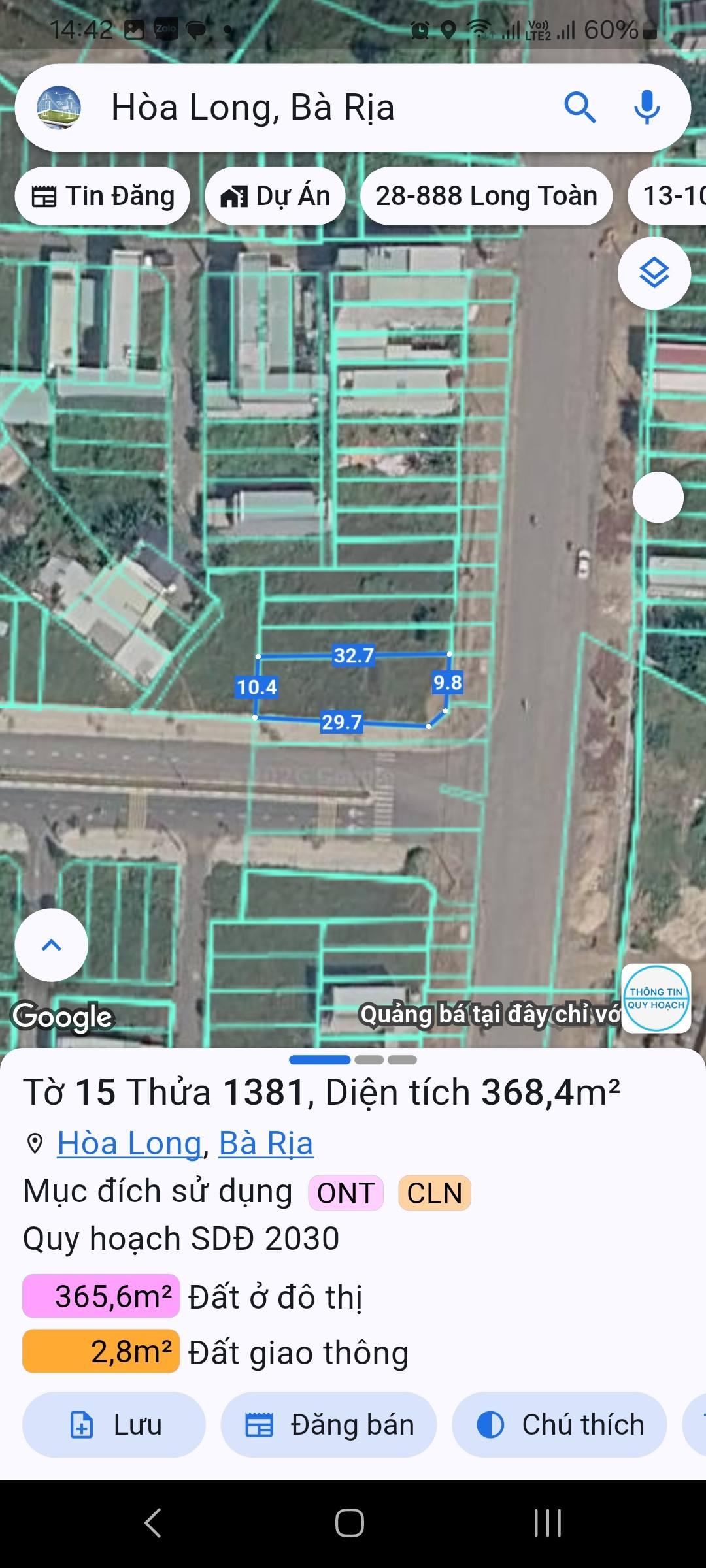 BÁN LÔ ĐẤT 2 MẶT TIỀN ĐƯỜNG LỚN – HÒA LONG, BÀ RỊA
