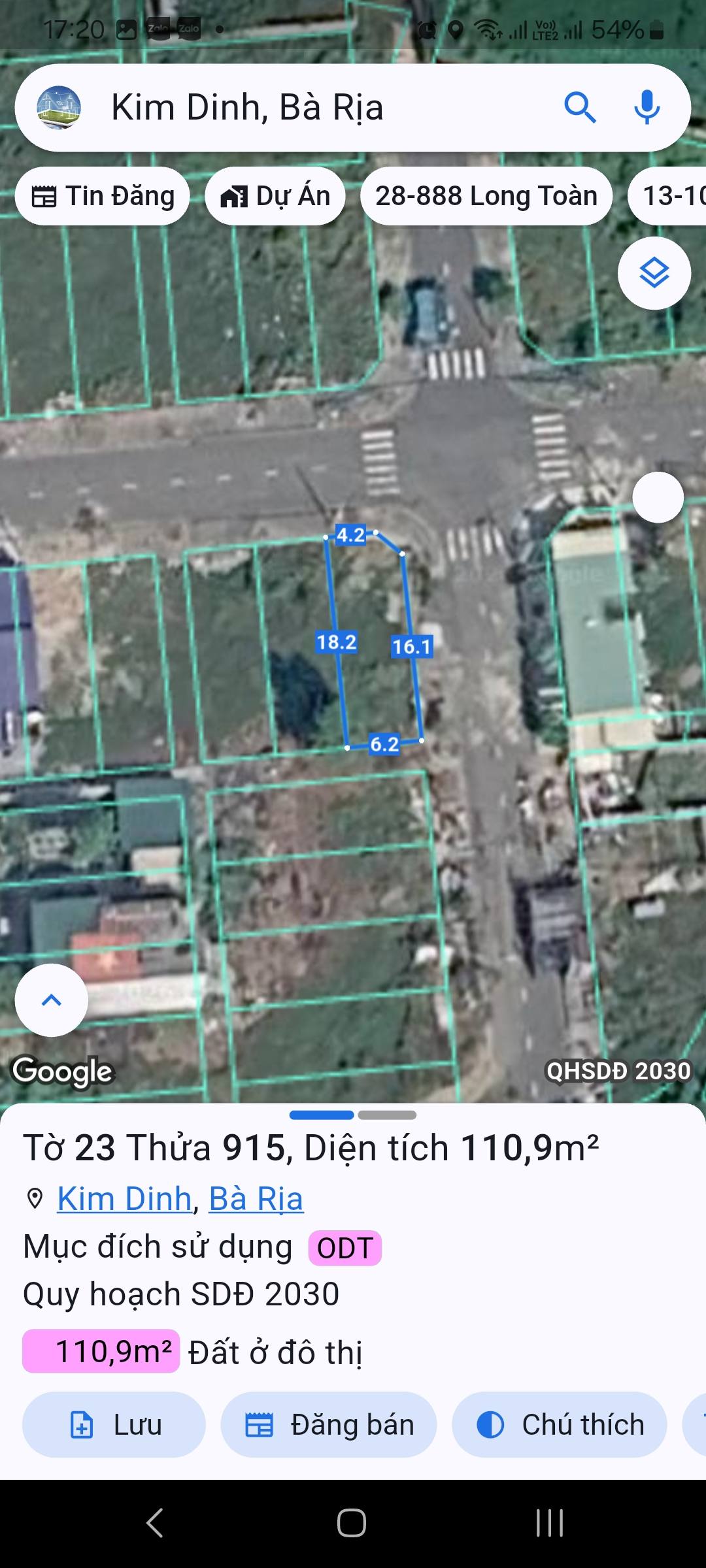 LÔ GÓC 2 MẶT TIỀN – PHƯỜNG KIM DINH, BÀ RỊA