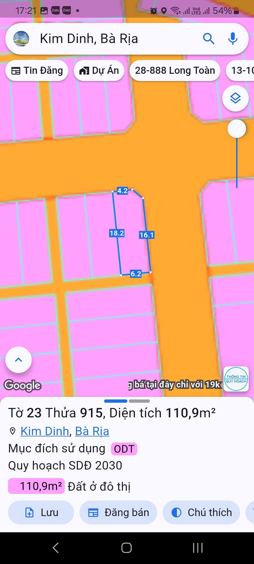 LÔ GÓC 2 MẶT TIỀN – PHƯỜNG KIM DINH, BÀ RỊA