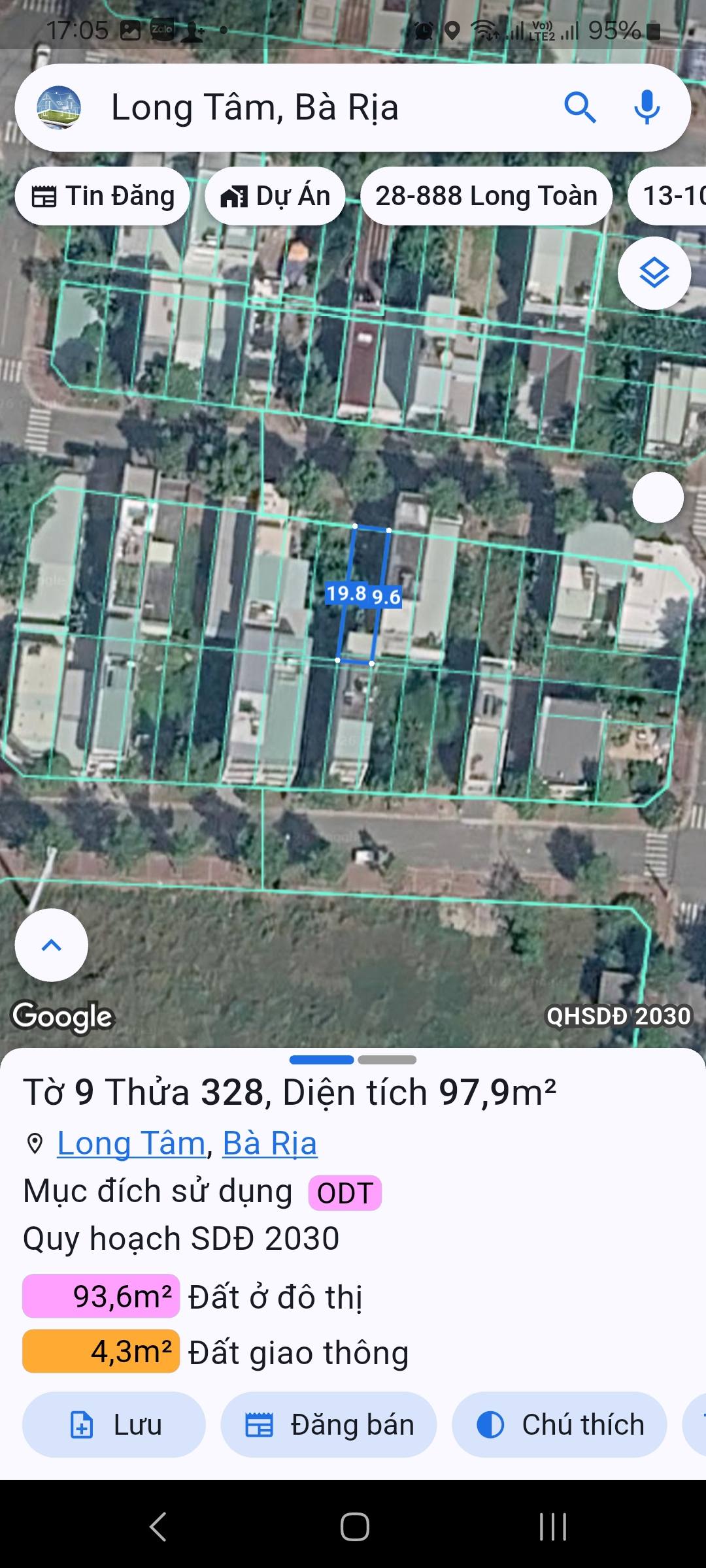 CẦN BÁN LÔ ĐẤT MẶT TIỀN ĐƯỜNG LƯƠNG THẾ VINH, KHU GÒ CÁT – PHƯỜNG LONG TÂM, TP. BÀ RỊA