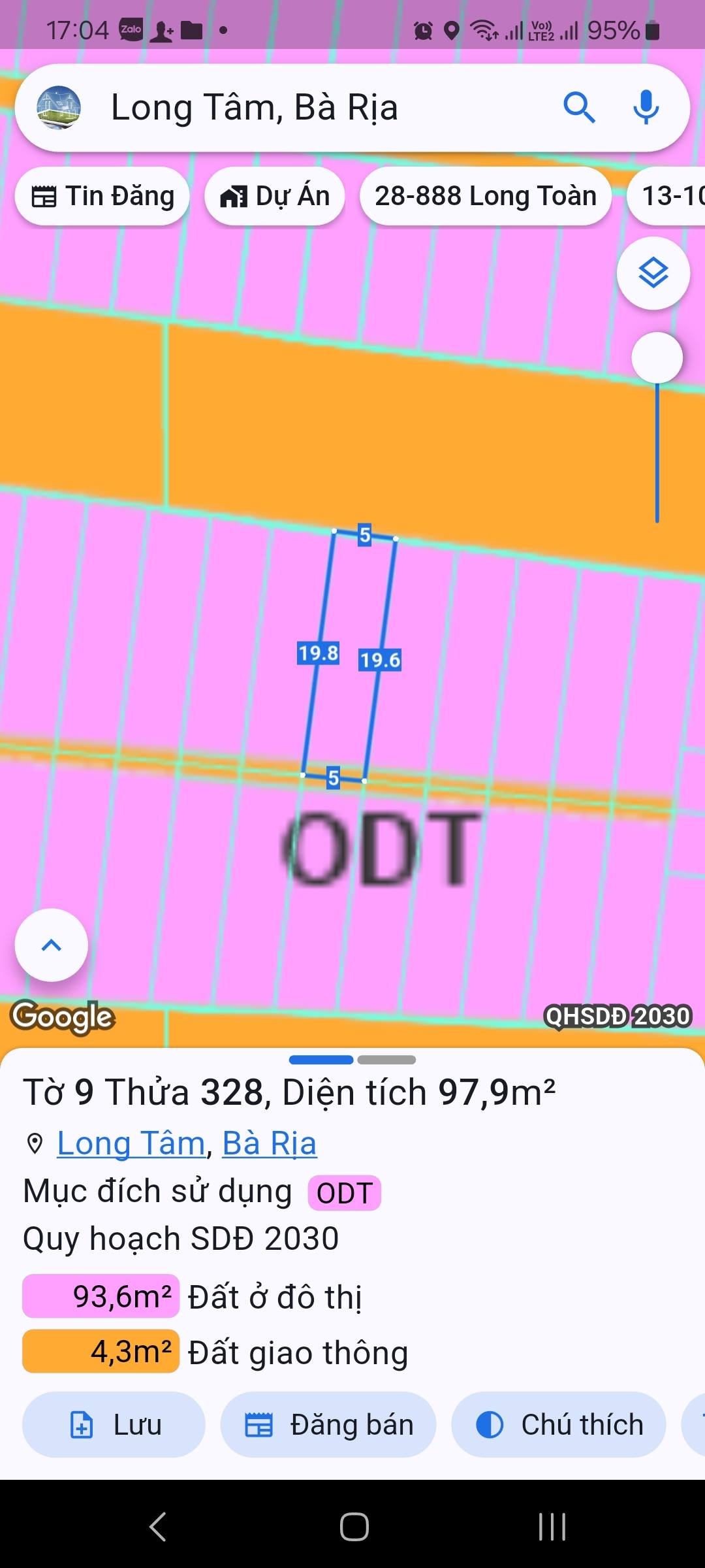 CẦN BÁN LÔ ĐẤT MẶT TIỀN ĐƯỜNG LƯƠNG THẾ VINH, KHU GÒ CÁT – PHƯỜNG LONG TÂM, TP. BÀ RỊA