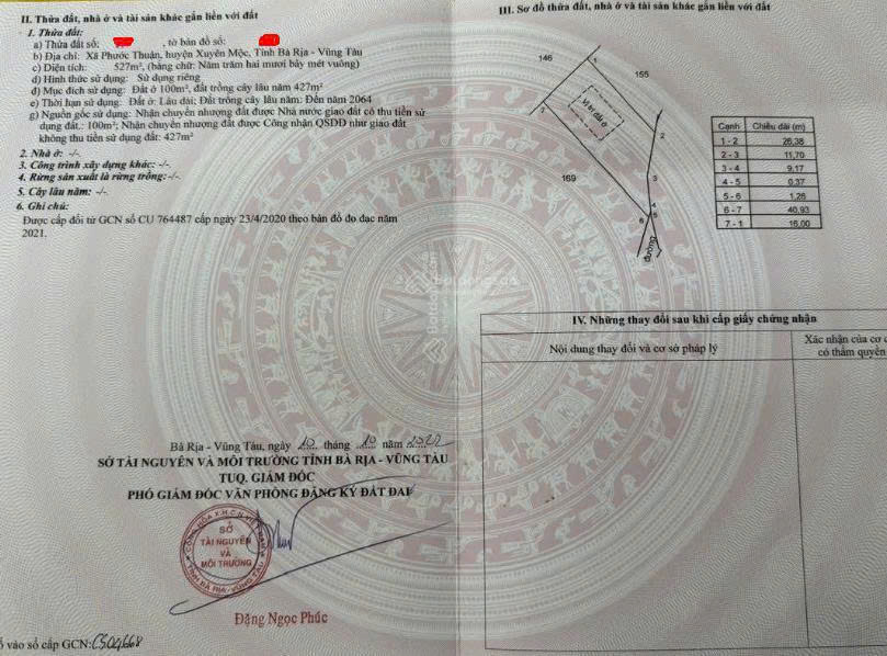 Hot! hàng hiếm tại xã Phước Thuận, 34 tỷ, 527m2, đất thổ cư gần đường lớn