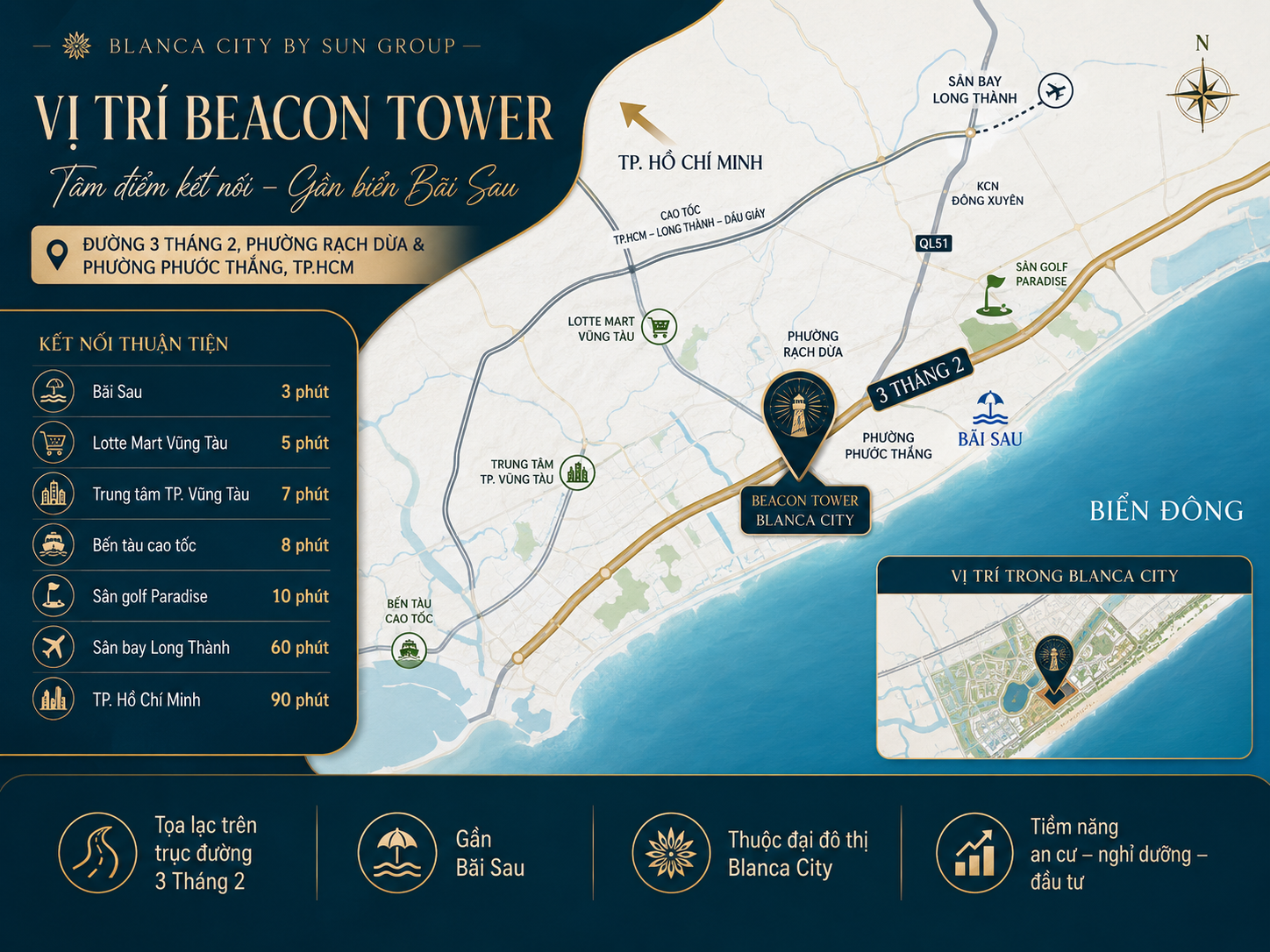 vị trí Beacon Tower trên đường 3 Tháng 2 gần Bãi Sau Vũng Tàu